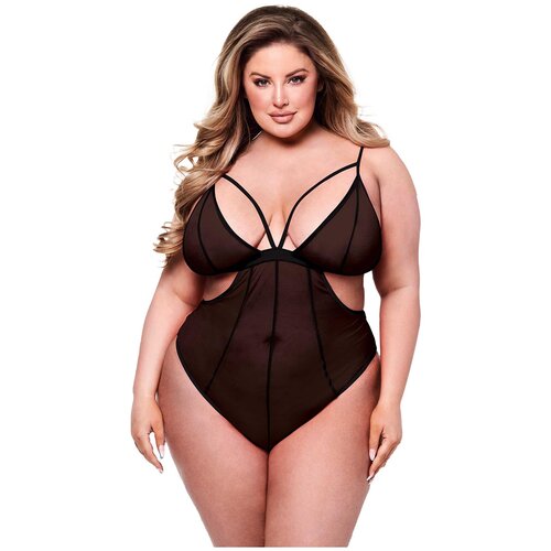 Baci Lingerie BACI SEXY CROTCHLESS MESH TEDDY ČRNI, KRALJICA, (21780671) Cene