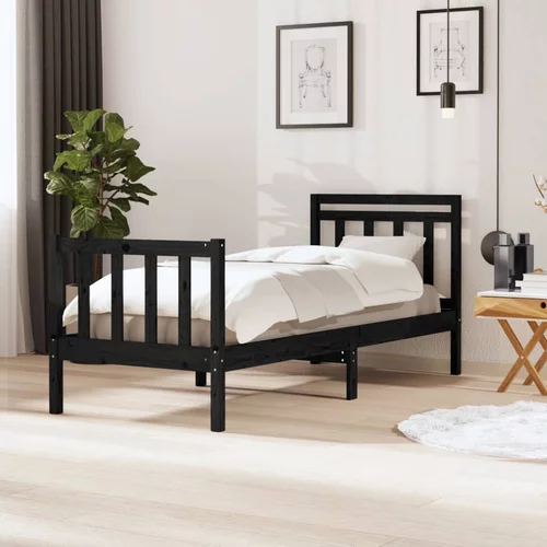  za krevet od masivnog drva crni 90 x 190 cm jednokrevetni