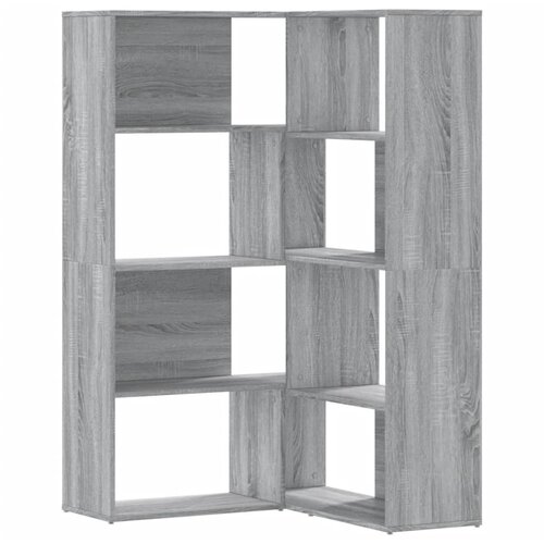 VidaXL Kotna knjižna omara 4-nadstropna siva sonoma 85x85x140 cm, (21326794) Slike