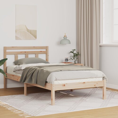 vidaXL Konstrukcija postelje Rjava 90 x 190 cm Trdna borovina Cene