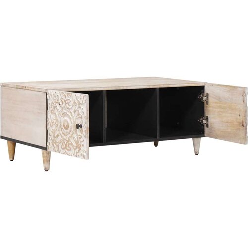  Stolić za kavu Bijelo 100 x 54 x 40 cm Čvrsto drvo manga - Bijelo Slike