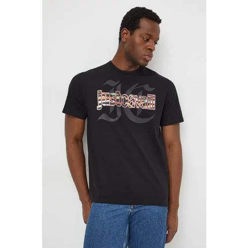 Just Cavalli Pamučna majica za muškarce, boja: crna, s tiskom
