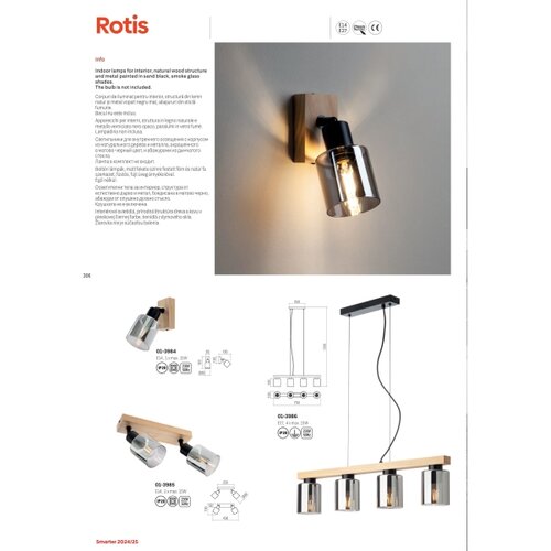  Redo 01-3986 - Visilica na sajli ROTIS 4xE27/15W/230V Slike