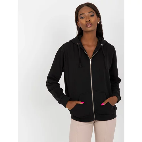 Fashion Hunters Basic black zipped sweatshirt with pockets