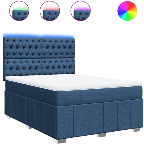 VidaXL Krevet s oprugama i madracem plavi 140x200 cm od tkanine Slike