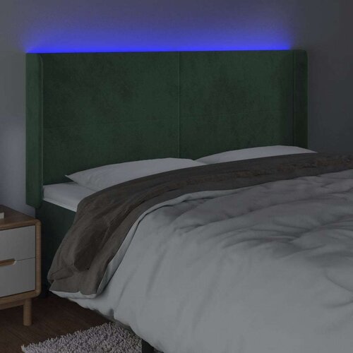  LED uzglavlje tamnozeleno 183 x 16 x 118/128 cm bar&amp;scaron;unasto Slike