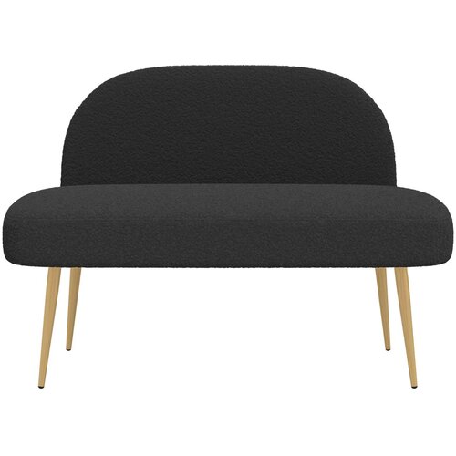  Oblikovana klupa s naslonjačem Crna 110 x 60 x 76 cm Boucl&amp;eacute; Slike