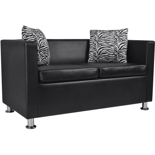 VidaXL Sofa za 2 osobe, umjetna koža, crna Slike