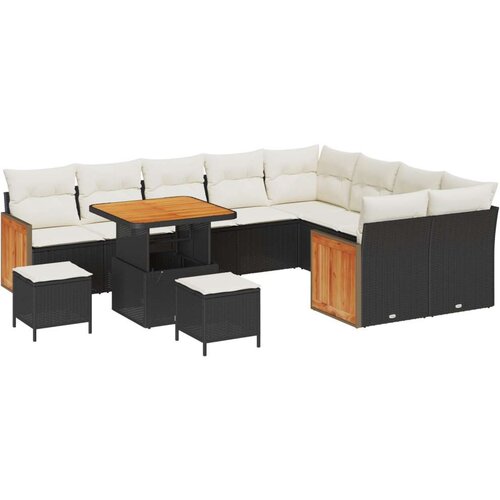  Set vrtnog kauča od 12 dijelova s jastučićima crna poli ratan akacija  set vrtnog blagovaonskog namještaja od 3 dijela s jastuči Cijene