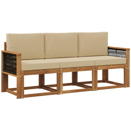 vidaXL Zunanja garnitura za sedenje z blazino 3 pcs Naravna, (5000282525) Cene