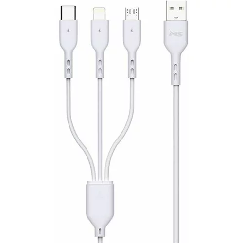 Ms CABLE USB-A 2.0 -> 3 U 1 - TypeC, Light, microUSB, 1m, white
