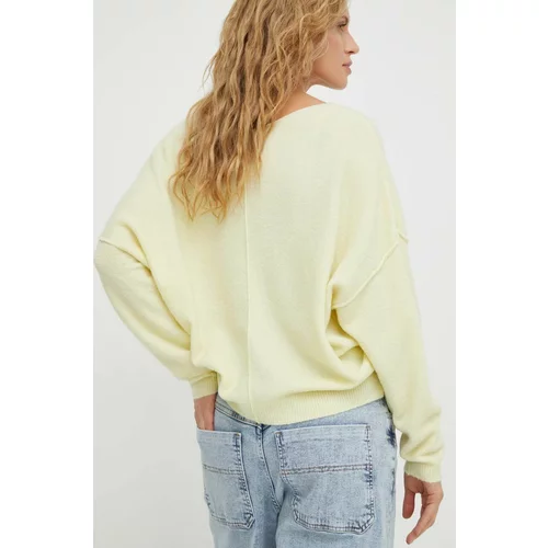 American Vintage Pulover s dodatkom vune za žene, boja: žuta, lagani
