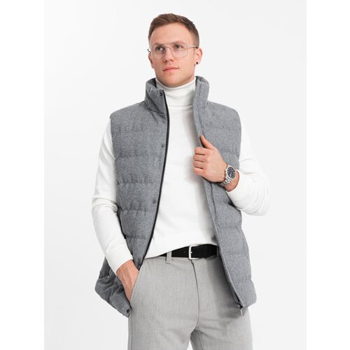 Ombre Men's quilted wool sleeveless jacket - grey melange Cene
