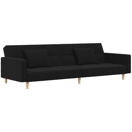 Maison Chic kavč - Sofa - Kanape dvosed z ležiščem in dvema blazinama črno blago, (21726948) Cene