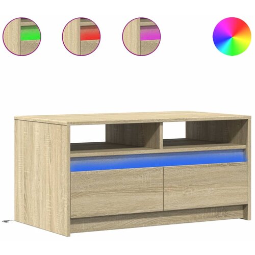 Maison Chic Klubska mizica - kavna mizica - Nizka mizica z LED lučkami sonoma hrast inženirski les, (21752328) Slike