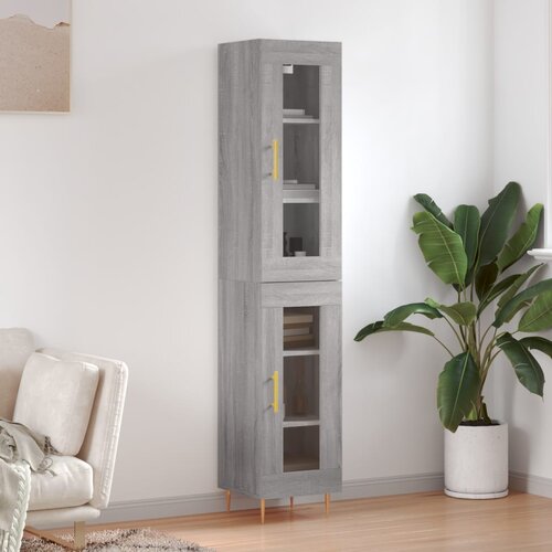 vidaXL Visoka komoda siva sonome 34 5x34x180 cm od konstruiranog drva Cijene