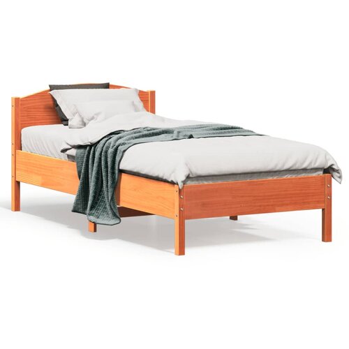 vidaXL Posteljni okvir z vzglavjem voščeno rjava 90x190 cm borovina Cene
