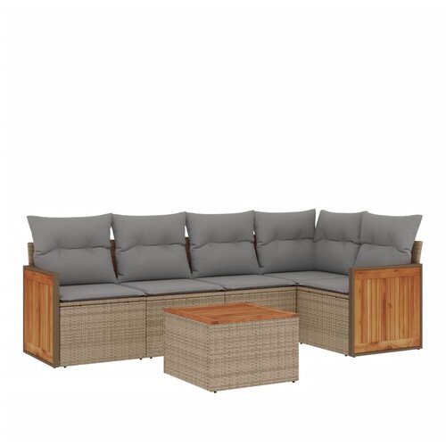  6-dijelni set vrtnih sofa s jastucima bež od poliratana 62 x 62 x 69 cm Slike