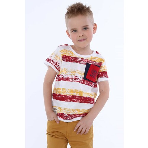 Fasardi Boys' striped T-shirt with a pocket / burgundy Slike