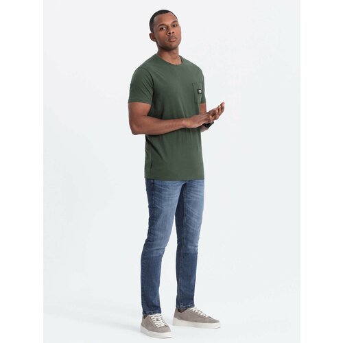 Ombre Casual men's t-shirt with patch pocket - dark olive Slike