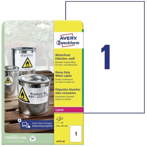 Avery Zweckform Etikete zweckform l4775 210x297mm 1/20, (21290068) Cene