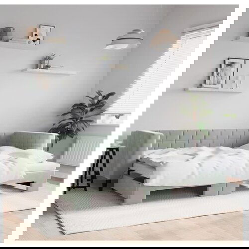 VidaXL Izvlečna dnevna postelja svetlo siva 90x190 cm žamet Slike