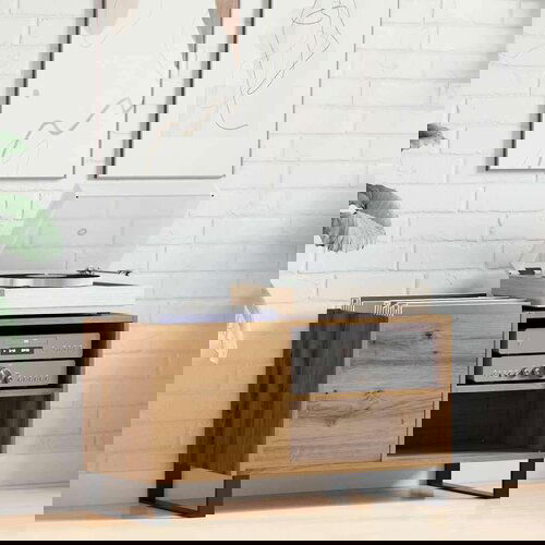 VidaXL Omarica za gramofonske plo&amp;scaron;če artisan hrast 84,5x38x48 cm Slike