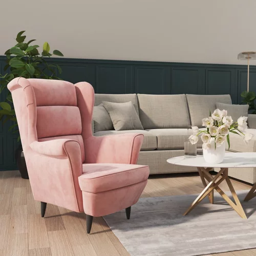  Fotelja od baršuna ružičasta