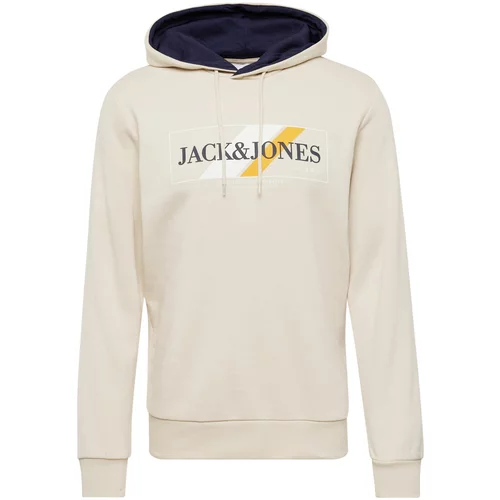 Jack & Jones Majica 'LOOF' svetlo bež / žafran / črna / bela