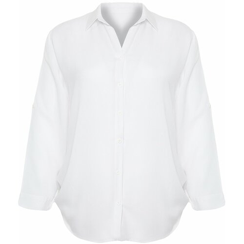 Trendyol Curve White Basic Oversize Woven Shirt Slike