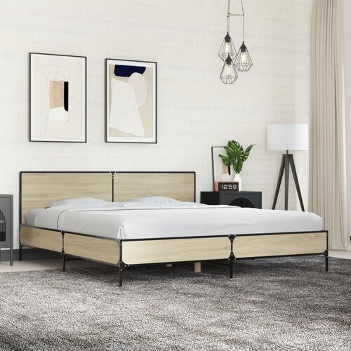 Furnova Posteljni okvir sonoma hrast 180x200 cm inž. les in kovina, (21937398) Slike