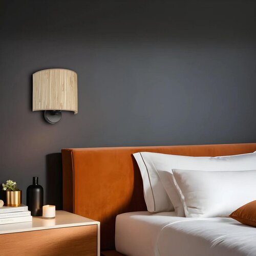 Opviq bambu 09 abajurlu oval aplik oakblack wall lamp Cene