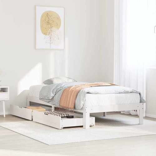 Furnova Posteljni okvir s predali bel 90x200 cm trdna borovina, (22055627) Slike
