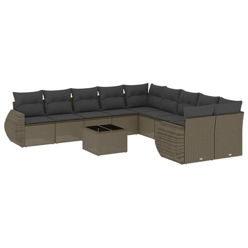  11-dijelni set vrtnih sofa poliratan s jastucima svijetlosivi Slike