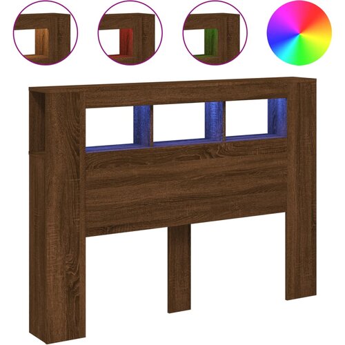Maison Chic led posteljno vzglavje - vzglavna omarica - nočna omarica rjavi hrast 140x18,5x103,5 cm inž. les, (21712750) Cene