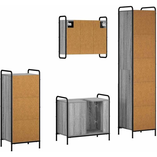 Set ormarića za kupaonicu 4 kom. Siva Sonoma 40 x 36 x 181 cm - Siva Sonoma Kupaonski ormarić (1 vrata i 1 polica) + viseći orma Slike