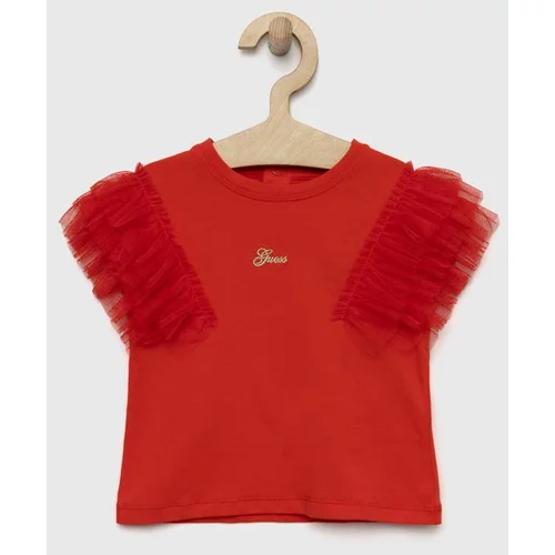 Guess Otroška kratka majica rdeča barva