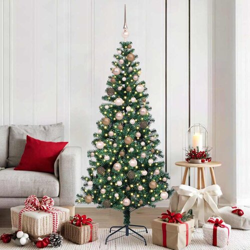 vidaXL Umjetna preddekorirana božićna jelka med 300 LED Zelena 180 cm Cene