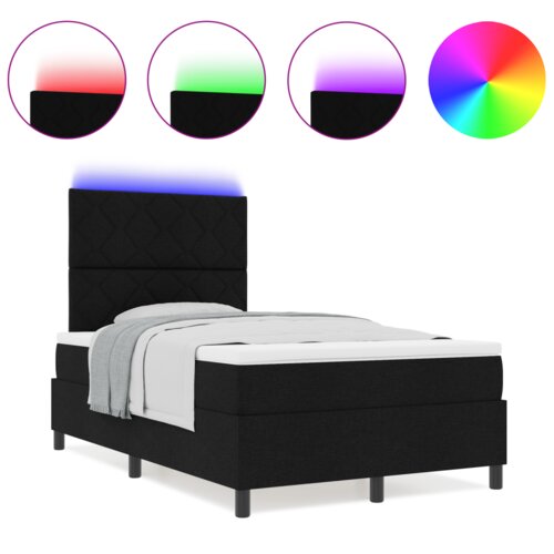 VidaXL Krevet s box springom s madracem i LED crni 120x190 cm tkanina Slike