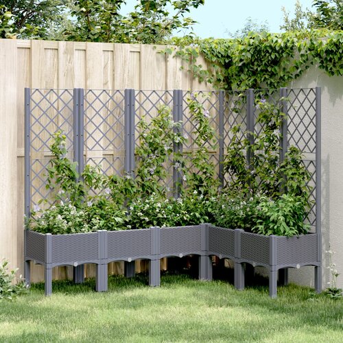 vidaXL Vrtna sadilica s rešetkom siva 160 x 120 x 142 cm PP Cijene