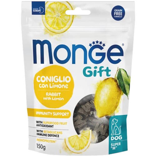 Monge gift immunity support dog rabbit - funkcionalne grickalice sa zecom i limunom (150g) Slike
