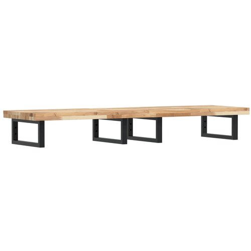  Zidna polica za umivaonik od čelika i masivnog bagremovog drva Smeđa 120 x 40 x 4 cm Slike