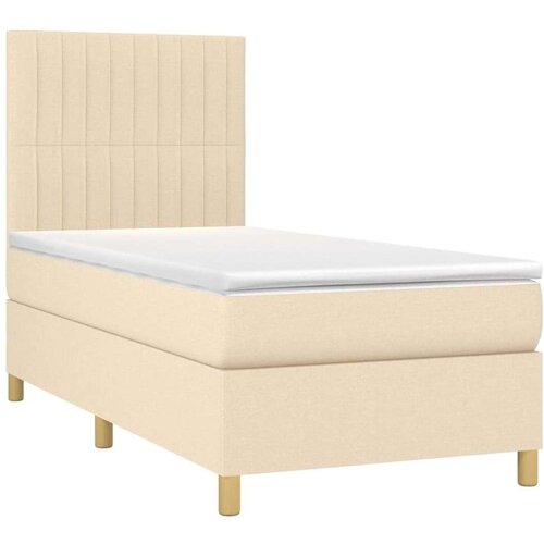 vidaXL Box spring postelja z vzmetnico LED krem 90x190 cm bl Cene