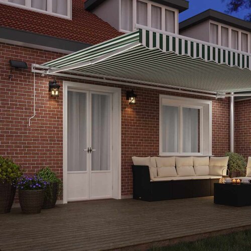  Skrovita tenda Zelena i bijela 500 &amp;times; 300 cm Tkanina i čelik Slike