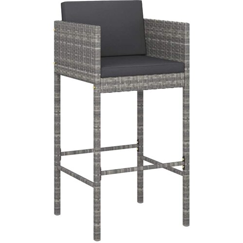  3-dijelni vrtni barski set od poliratana s jastucima sivi 80 x 80 x 110 cm Slike