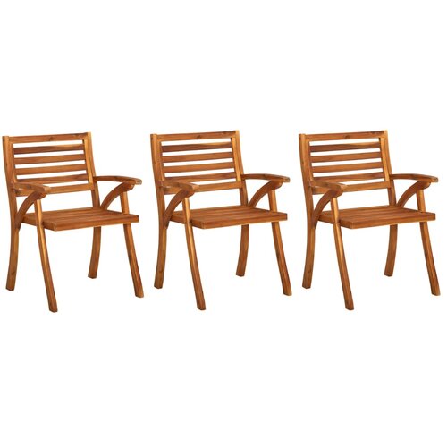 Maison Chic Vrtni jedilni stoli - Stol za vrt z blazinami 3 kosi trden akacijev les JS422, (21877687) Slike