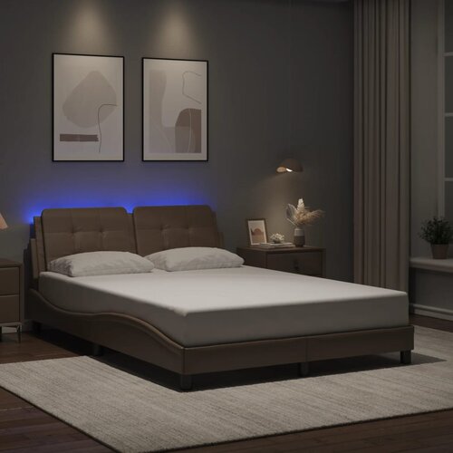 Furnova Posteljni okvir z LED lučkami kapučino 140x190 cm umetno usnje, (21934568) Slike