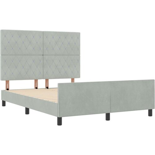 VidaXL krevet od svjetlosive bar&amp;scaron;unaste tkanine 140x190 cm Slike