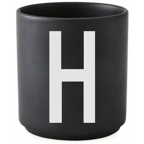 Design Letters Črna porcelanasta skodelica Alphabet H, 250 ml