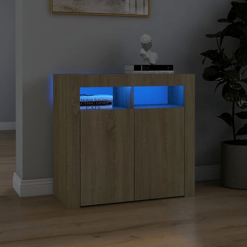 VidaXL Komoda s LED svjetlima boja hrasta sonome 80 x 35 x 75 cm Slike